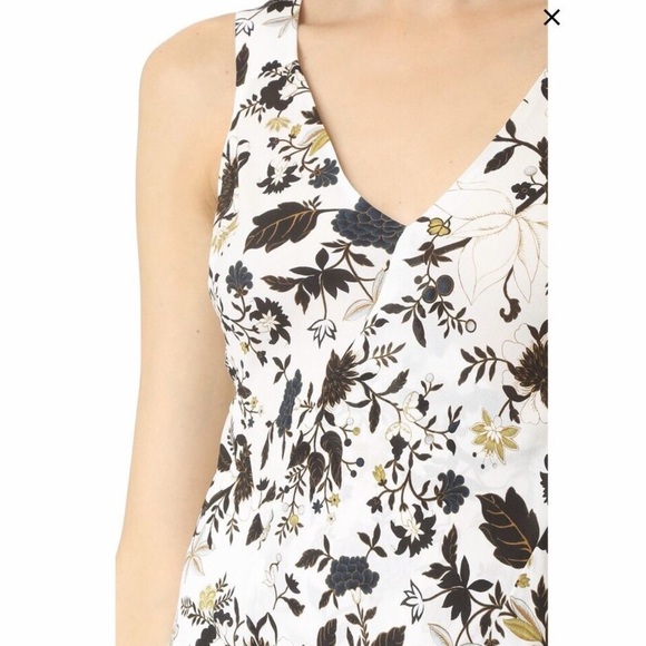 A.L.C. Women's Sleeveless 100% Silk Top Peplum Tank Blouse Floral White Size 0 - Picture 1 of 7